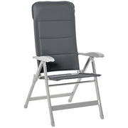 Sedia da giardino pieghevole con schienale alto e braccioli ¨C zephmum ¨C grigio