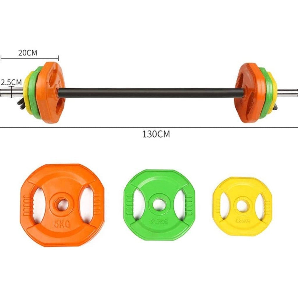 Trade Shop - Set Bilanciere Con Dischi Colorati Pesi Da 20kg Per Allenamento Home Gym Fitness -
