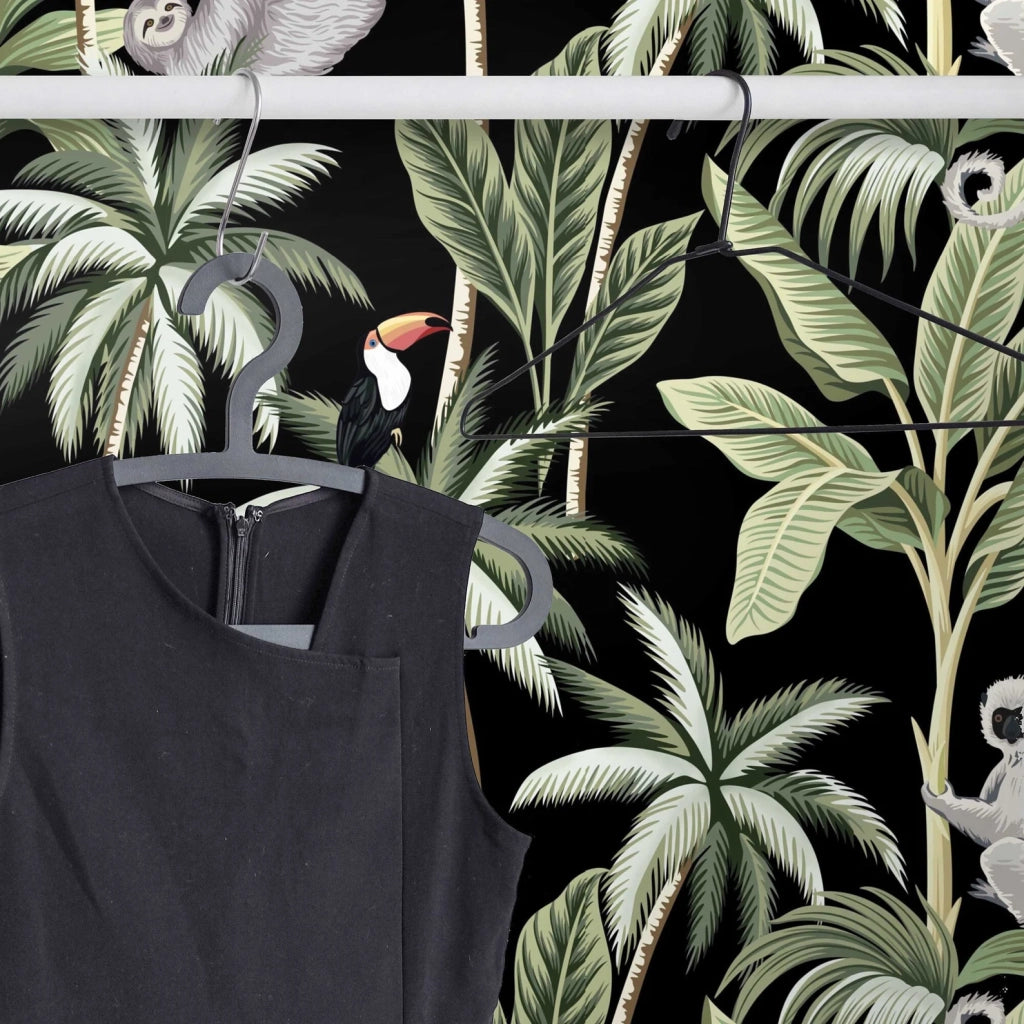 Carta da Parati Scimmie Nera Carta Vegana 250x200cm 5,5mq 