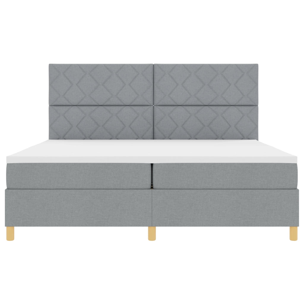 Letto con Box Spring e Materasso Grigio Chiaro 200x200 cm in Tessuto