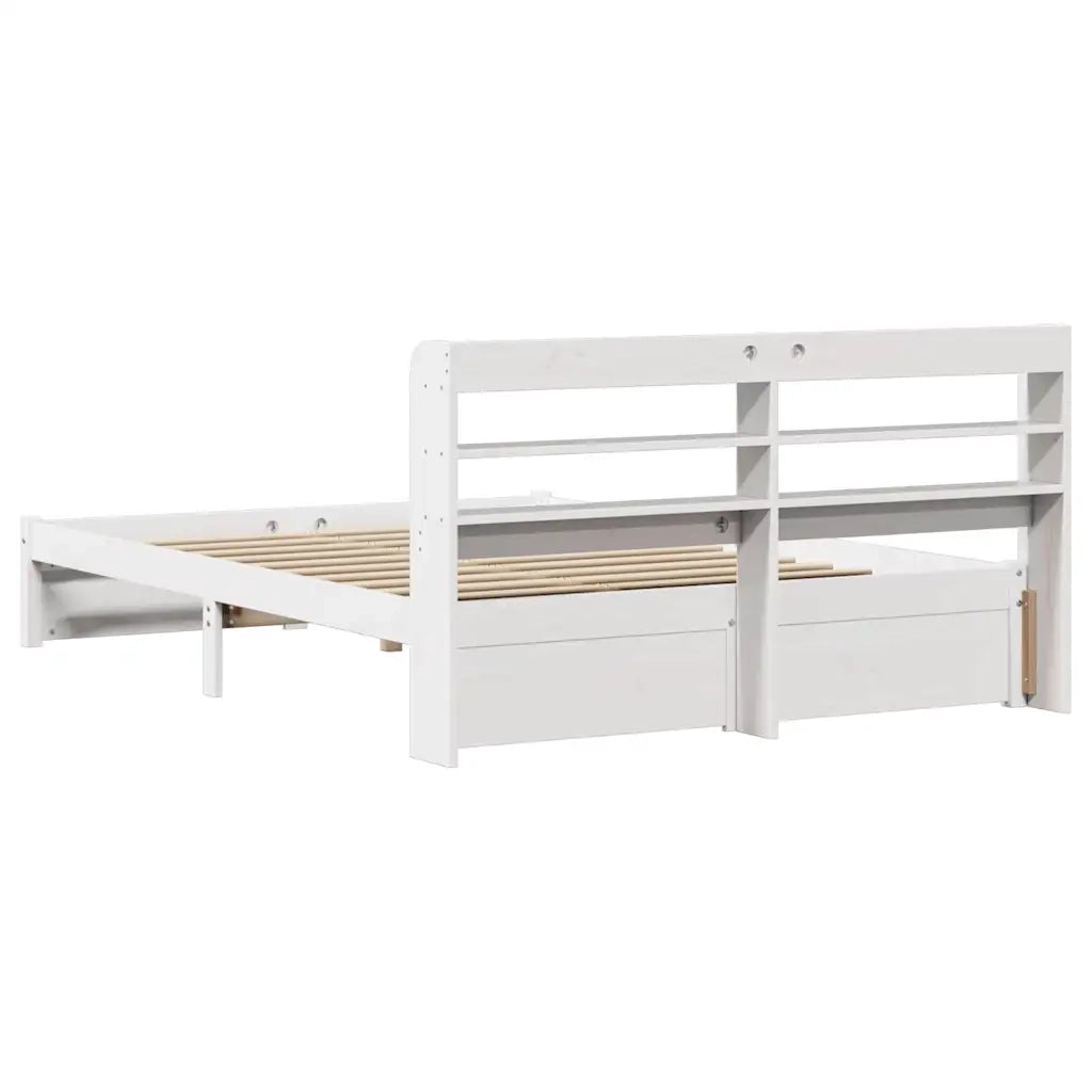 Giroletto con Testiera-Struttura Letto con testiera Bianco 150x200 cm Legno Massello di Pino 701360