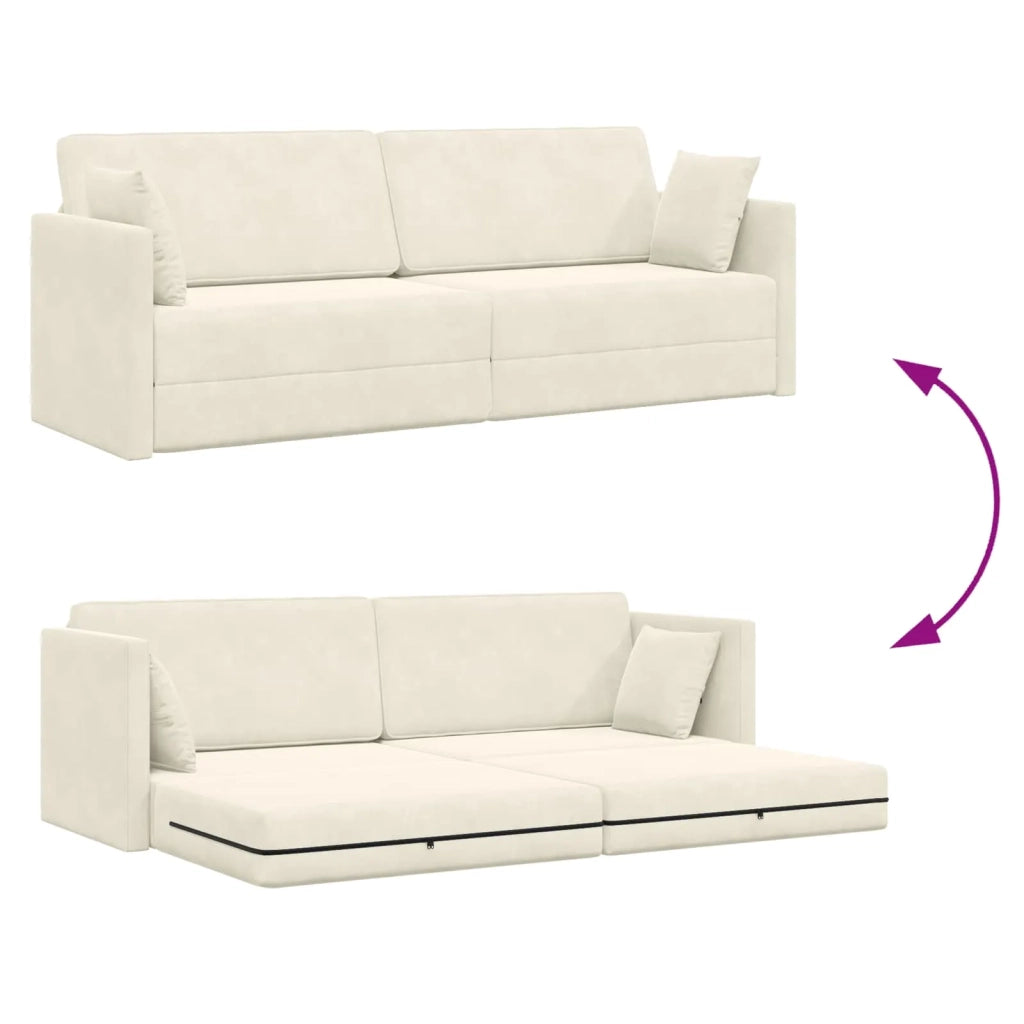 Divano-letto da pavimento Crema 213 x 70 x 77 cm Velluto 4106732