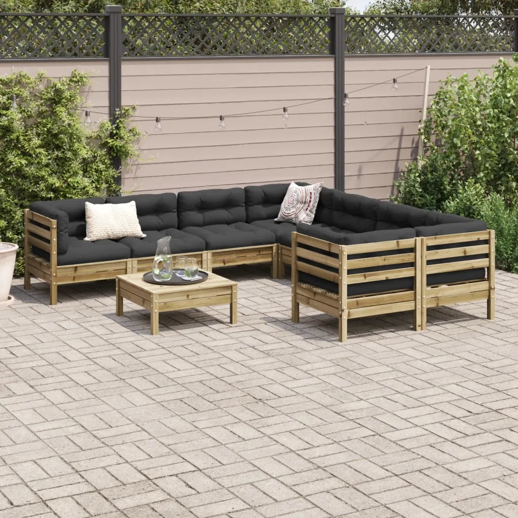 Set Divani da Giardino 9pz con Cuscini Legno Impregnato di Pino 3299376