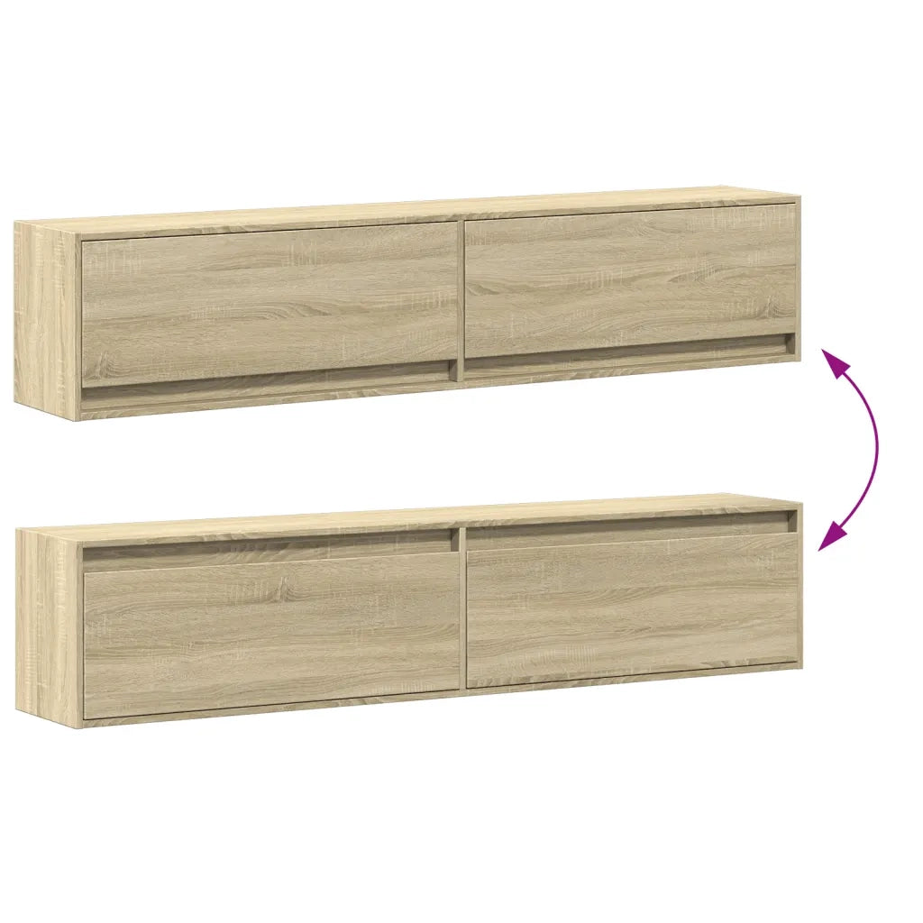 Mobile TV a Parete con LED Rovere Sonoma 180x31x38 cm 3307949