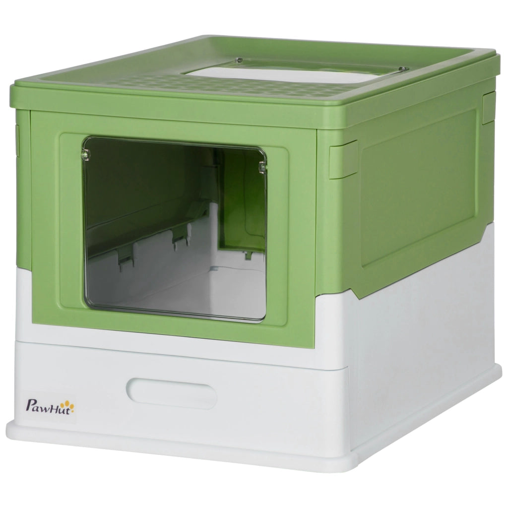 Lettiera per Gatti Chiusa con Paletta e Vassoio Estraibile ¨C Zephmum ¨C Verde Chiaro 47.5x35.5x36.7cm