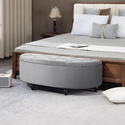 Panca contenitore in velluto con vano portaoggetti e seduta imbottita in poliestere grigio per camera da letto 120 cm