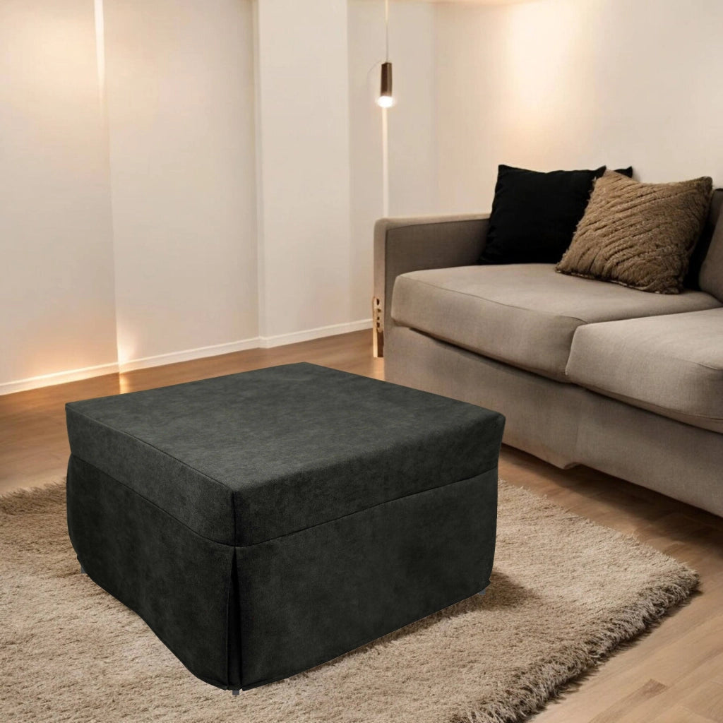 Puof trasformabile in letto Arno, Made in Italy, Letto pieghevole, Pouf in tessuto sfoderabile salvaspazio da soggiorno, cm 78x78/195h45, Grigio