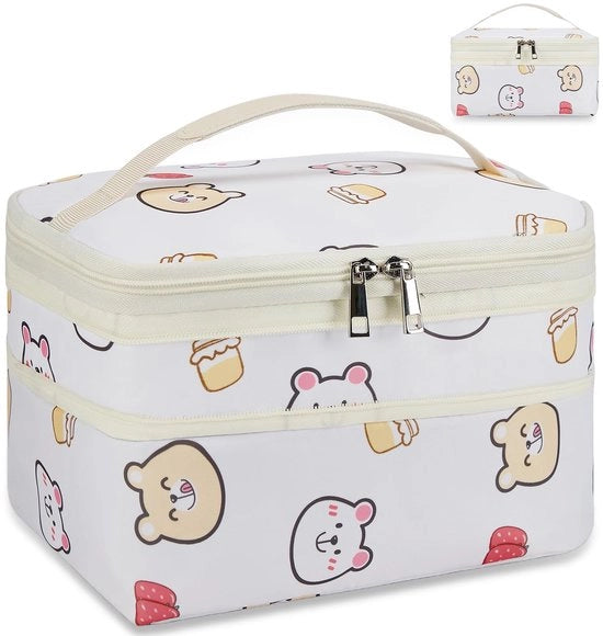 Borsa da picnic espandibile per donne e bambini, piccola borsa per il cibo - impermeabile, isolata, reutilizzabile e senza perdite per adulti e uomini, lavoro, picnic e outdoor. Modello Aardbeienbeer
