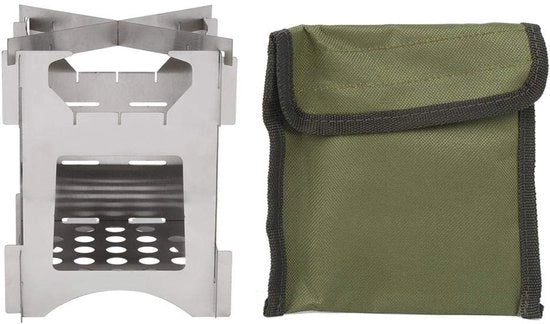 Fornello da Campeggio Portatile - Mini Fornello Opportuno - Acciaio Inossidabile - Per Avventure Outdoor - Adatto per Campeggio - Ventiatori con Aperture di Aerazione - Fornello da Campeggio Portatile