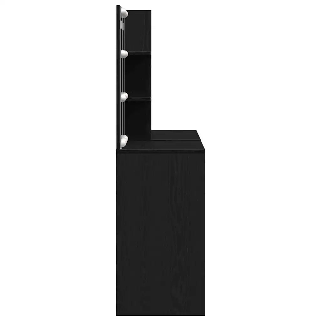 Set Toeletta | Tavolo da Trucco LED Rovere Nero 140 x 40 x 140 cm
