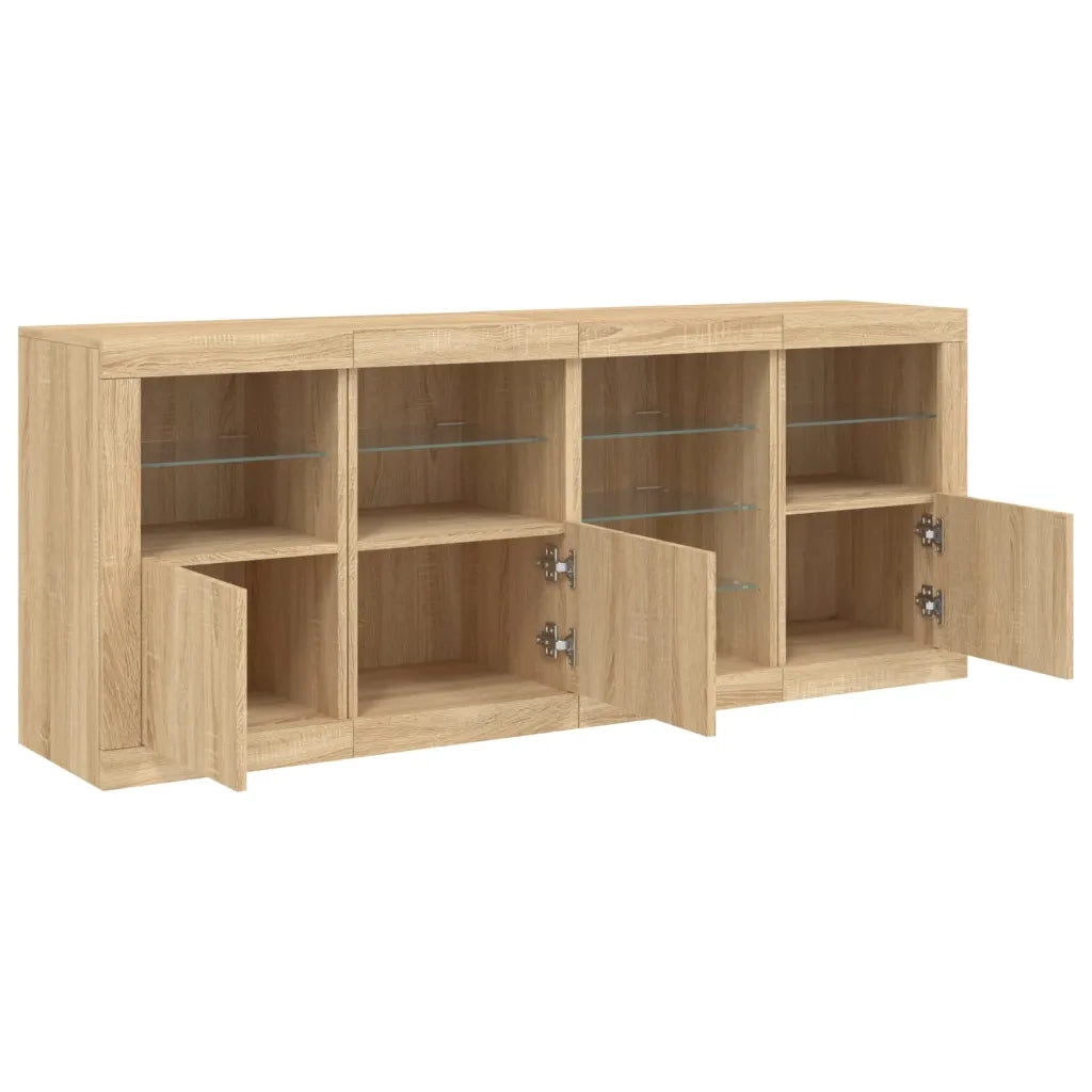 Credenza | Madia | Buffet da pranzo | Armadio da pranzo con Luci LED Rovere Sonoma 164x37x67 cm