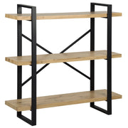 Libreria a 3 livelli in legno chiaro con struttura in metallo Nero Ripiani aperti contenitore Minimalista unità autoportante