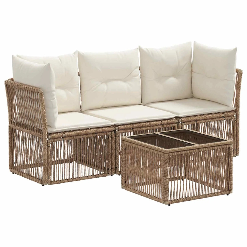 Set Divano da Giardino 4 pcs Beige polyrattan 3434127