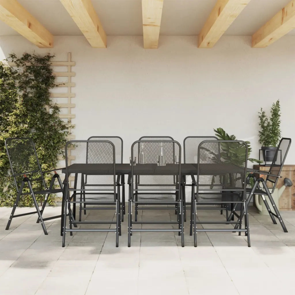Set da Pranzo da Giardino 9pz Antracite in Rete Metallica 3211824