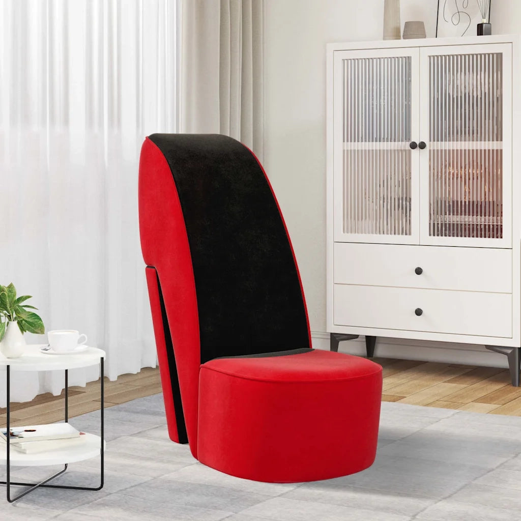 Poltrona a Forma di Scarpa con Tacco Alto in Velluto Rosso 248644
