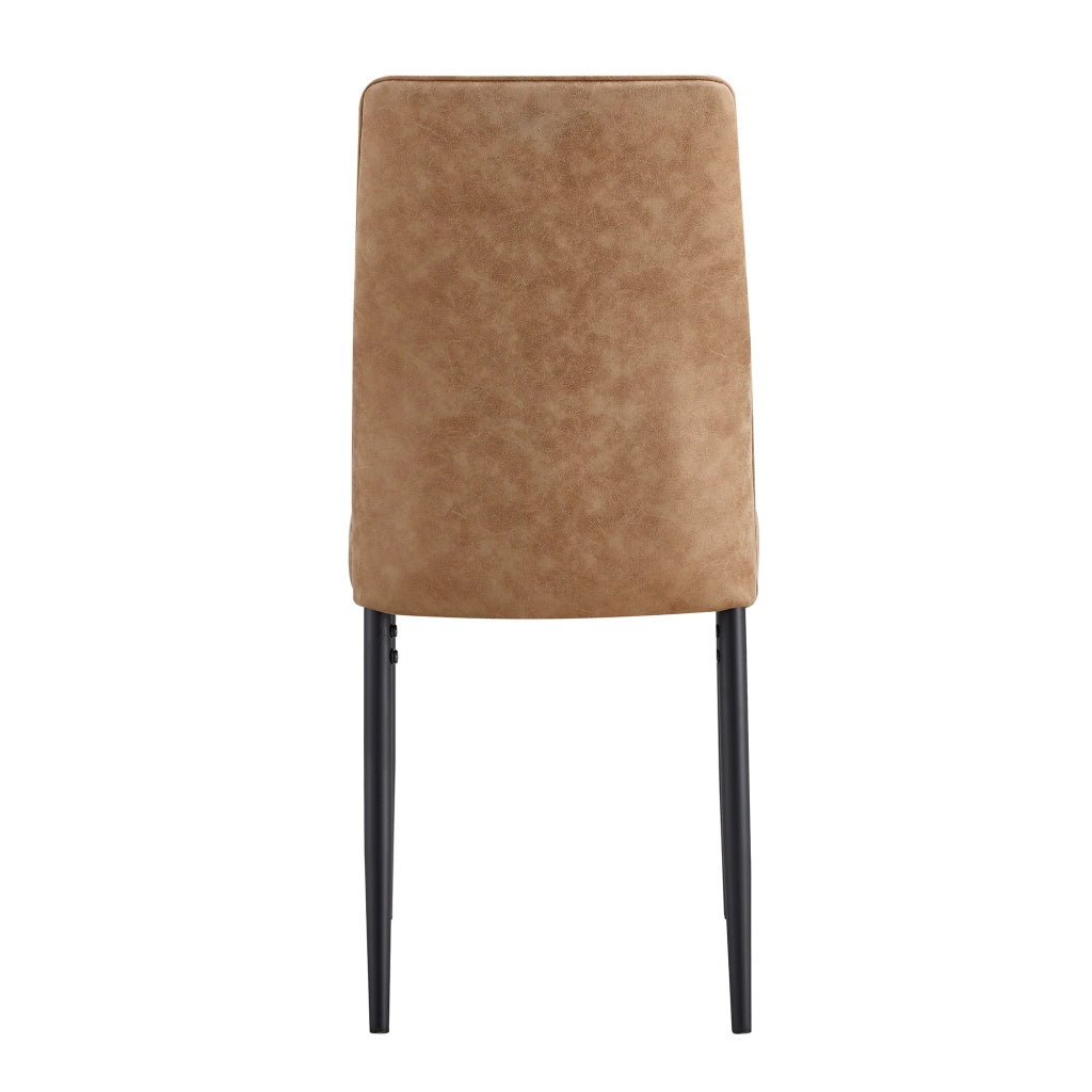 Set 4 Sedie da Pranzo ¨C MINIMAL ¨C Tessuto Tecnologico Marrone, Gambe in Metallo Nero