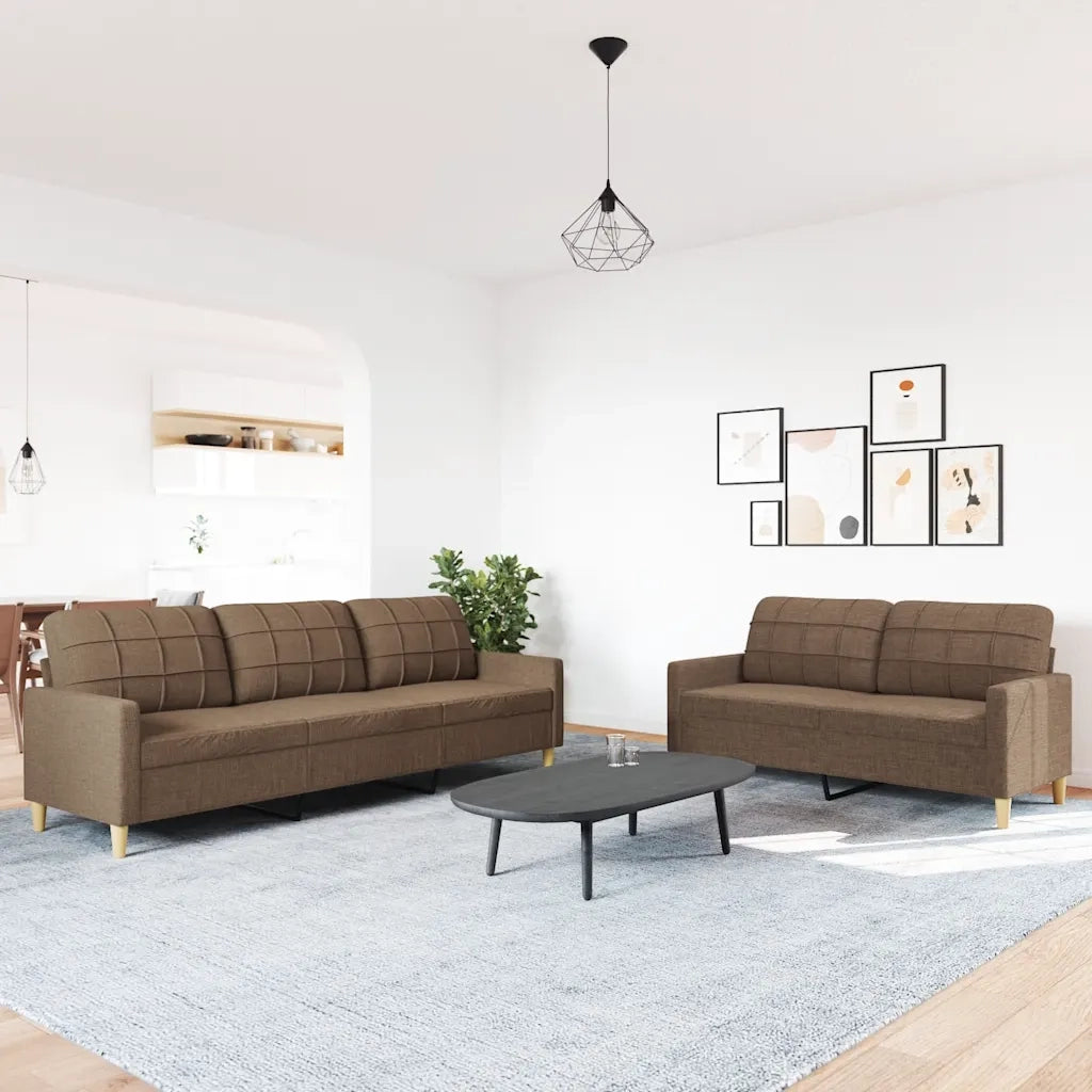 vidaXL Set di Divani 2 pz Marrone in Tessuto
