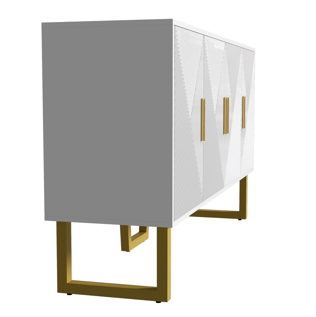 Credenza moderna bianca 150 cm con 4 ante e ripiani regolabili