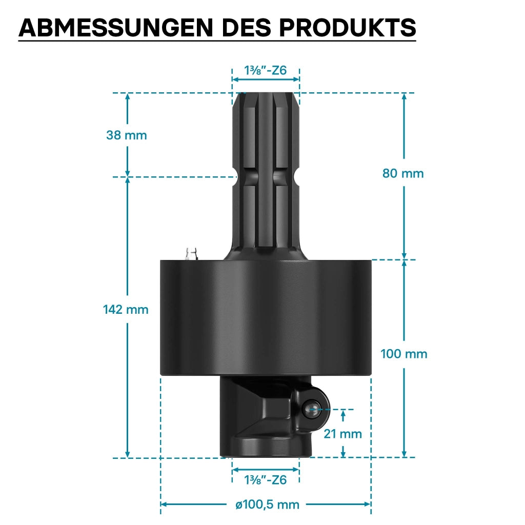 Frizione di sovraccarico cardano 220mm Filetto interno/esterno 1 3/8" Albero scanalato 6D Max 3500Nm