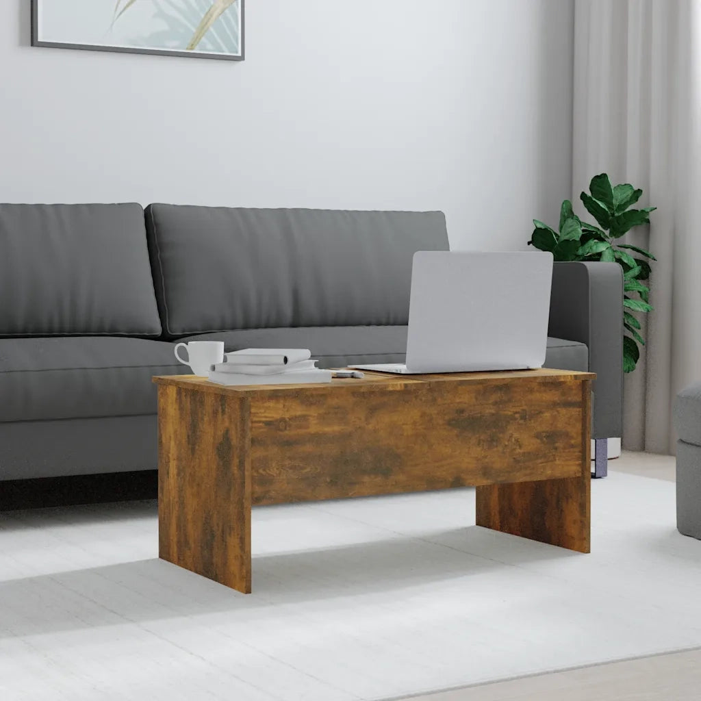Tavolino Salotto Rovere Fumo 102x50,5x46,5 cm Legno Multistrato 819299