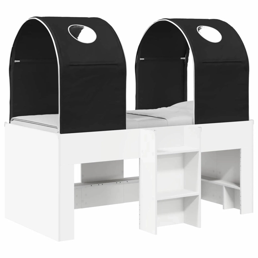Letto singolo | Letto per adulti | Letto con Tunnel 4 pcs Bianco e Nero Legno ingegnerizzato
