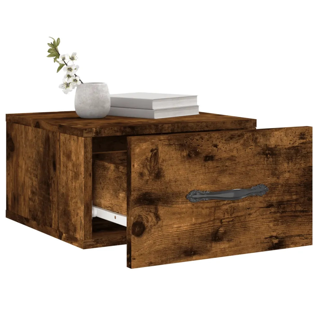 Comodini a Muro 2 pz Rovere Fumo 35x35x20 cm 829815