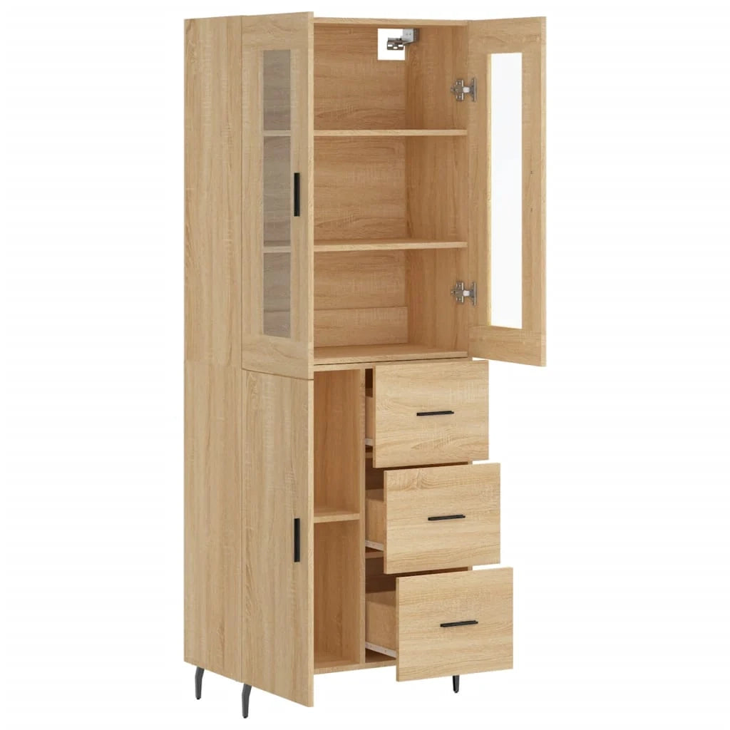 Buffet credenza cassettiera armadio mobile contenitore organizer cucina soggiorno salotto rovere Sonoma alto 69,5 x 34 x 180 cm legno ingegnerizzato marrone 02_0034192