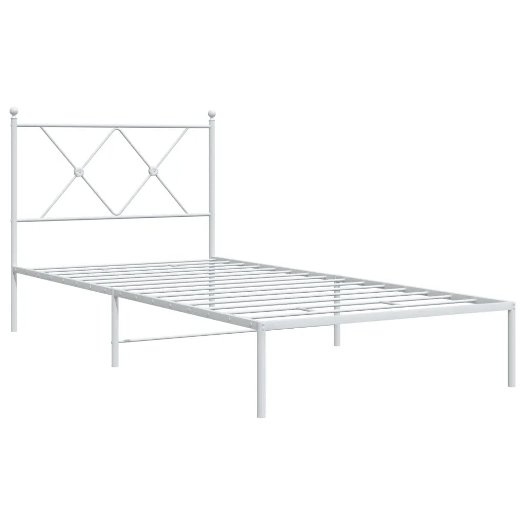 Giroletto con Testiera-Struttura Letto con testiera Metallo Bianco 90x200 cm 138971