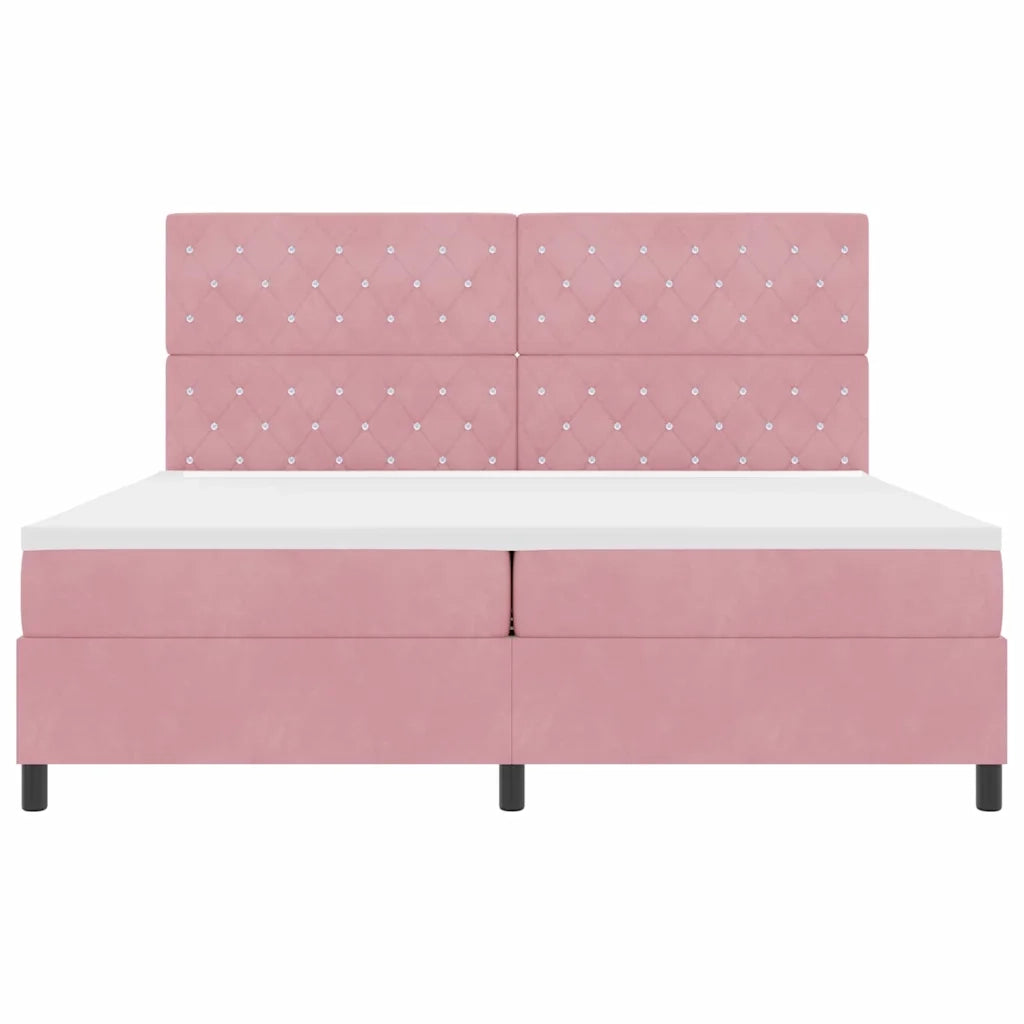 Letto a Sorgente LED con materasso Rosa 200 x 200 cm Velluto 3343273