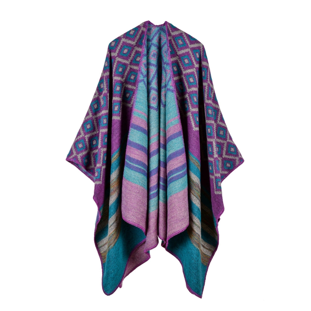 Nuovo scialle da donna in cashmere a righe con stelle, extra lungo e spesso, scialle multiuso.