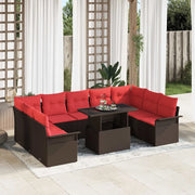 Set Divano da Giardino con cuscino 10 pcs Marrone Poly Rattan 3348350