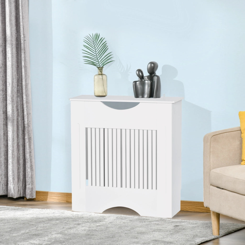 Copritermosifone Bianco in MDF con Piano d'Appoggio e Design Antiribaltamento. 78x19x82 cm