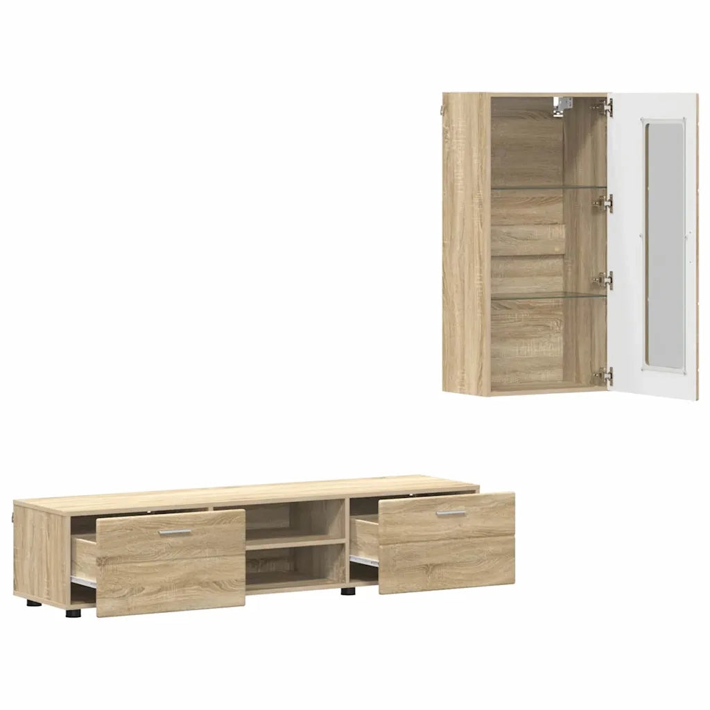 Set mobile TV con porta FLORIN Rovere Sonoma Legno multistrato