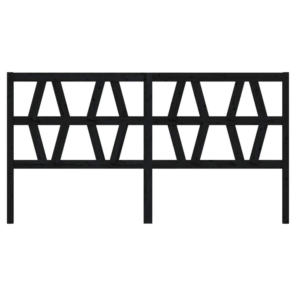 Testiera per Letto Nera 206x4x100 cm in Legno Massello di Pino 818644