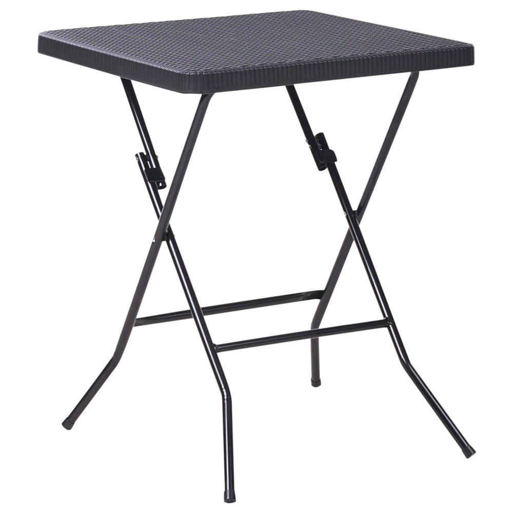 Set da bistrot con tavolo e 2 sedie Seduta e schienale in materiale sintetico Gambe in acciaio Pieghevole Resistente alle intemperie Nero