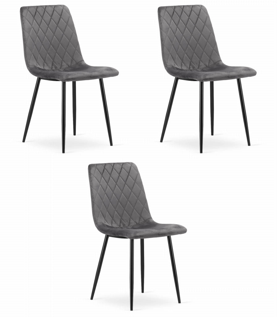 Sedia Valora TURIN in velluto grigio scuro, design ergonomico x3