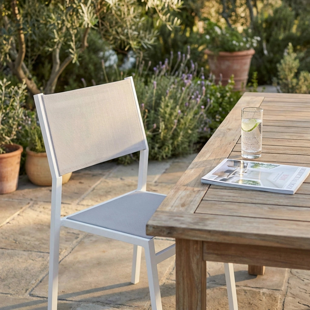 Sedia da Giardino Impilabile in Alluminio Textilene cm 46x57x85 - LEX