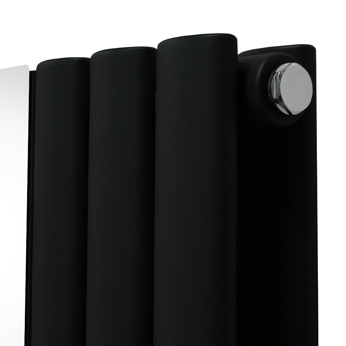 Radiatore Ovale a Specchio a Doppia Colonna Verticale Nero 1800mm x 380mm