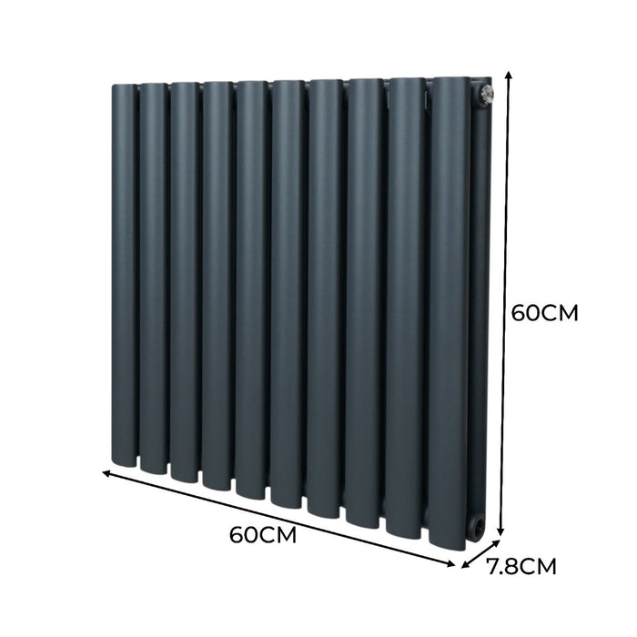 Radiatore a colonna ovale - 600 mm x 600 mm - Grigio Antracite