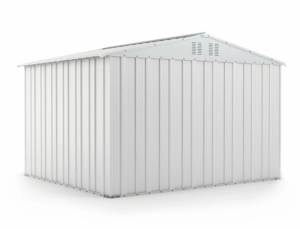 Casetta Box da Giardino in Lamiera di Acciaio Porta Utensili 327x269x217 cm Enaudi Bianco