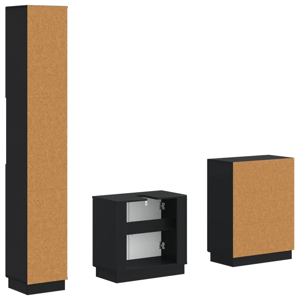 Set di armadietti da bagno in 3 pezzi HOORN Nero 3417469