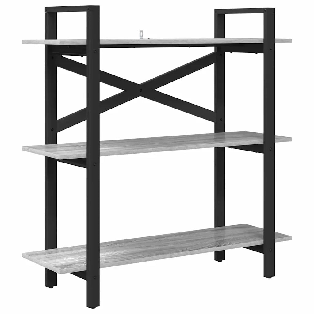 Libreria-Scaffale per Libri-Mobile di Stoccaggio Grigio Sonoma 100 x 33,5 x 102 cm Legno multistrato