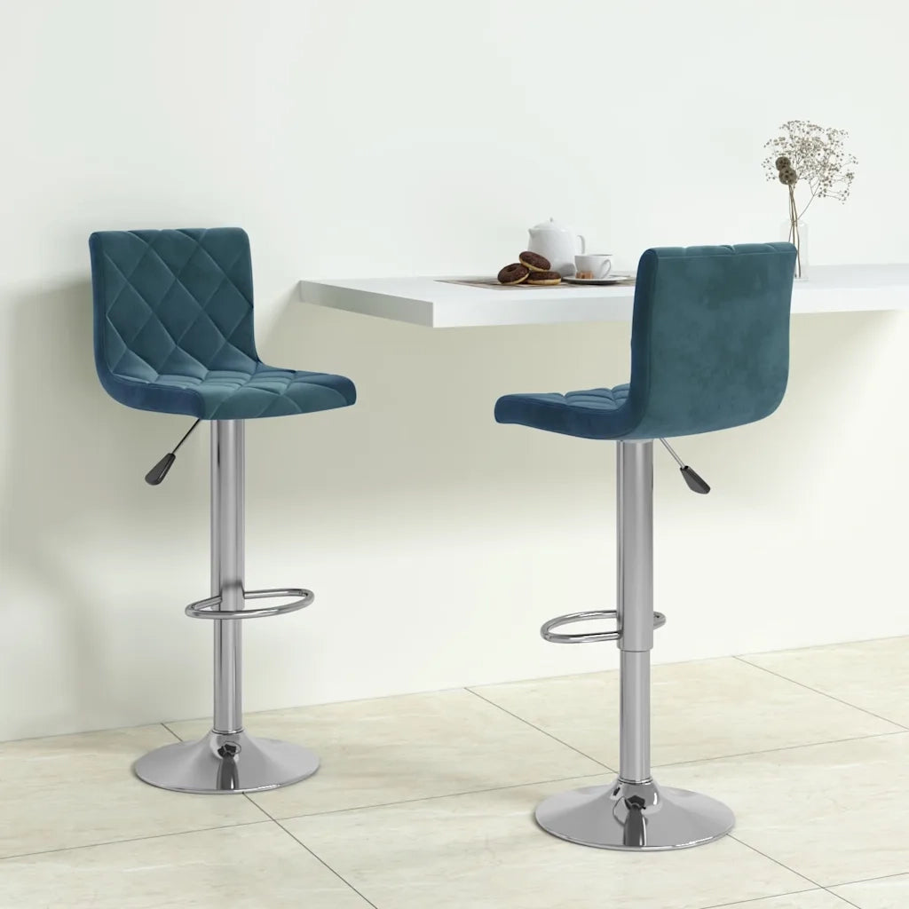 vidaXL Sgabelli da Bar 2 pz Blu in Velluto