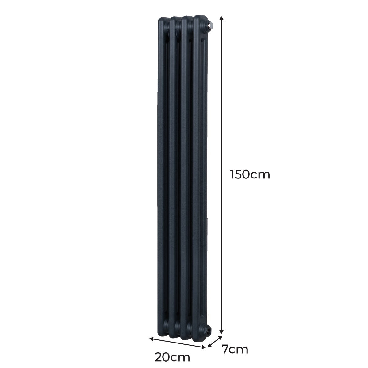 Termosifone Radiatore a 2 colonne per riscaldamento centralizzato verticale Grigio Antracite 150x20cm