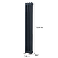 Termosifone Radiatore a 2 colonne per riscaldamento centralizzato verticale Grigio Antracite 150x20cm