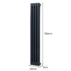 Termosifone Radiatore a 2 colonne per riscaldamento centralizzato verticale Grigio Antracite 150x20cm