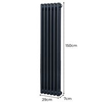 Termosifone Radiatore a 2 colonne per riscaldamento centralizzato verticale Grigio Antracite 150x29cm