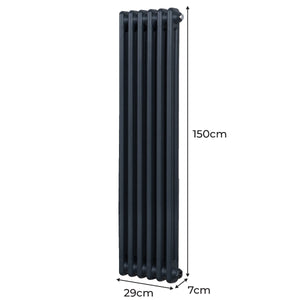 Termosifone Radiatore a 2 colonne per riscaldamento centralizzato verticale Grigio Antracite 150x29cm