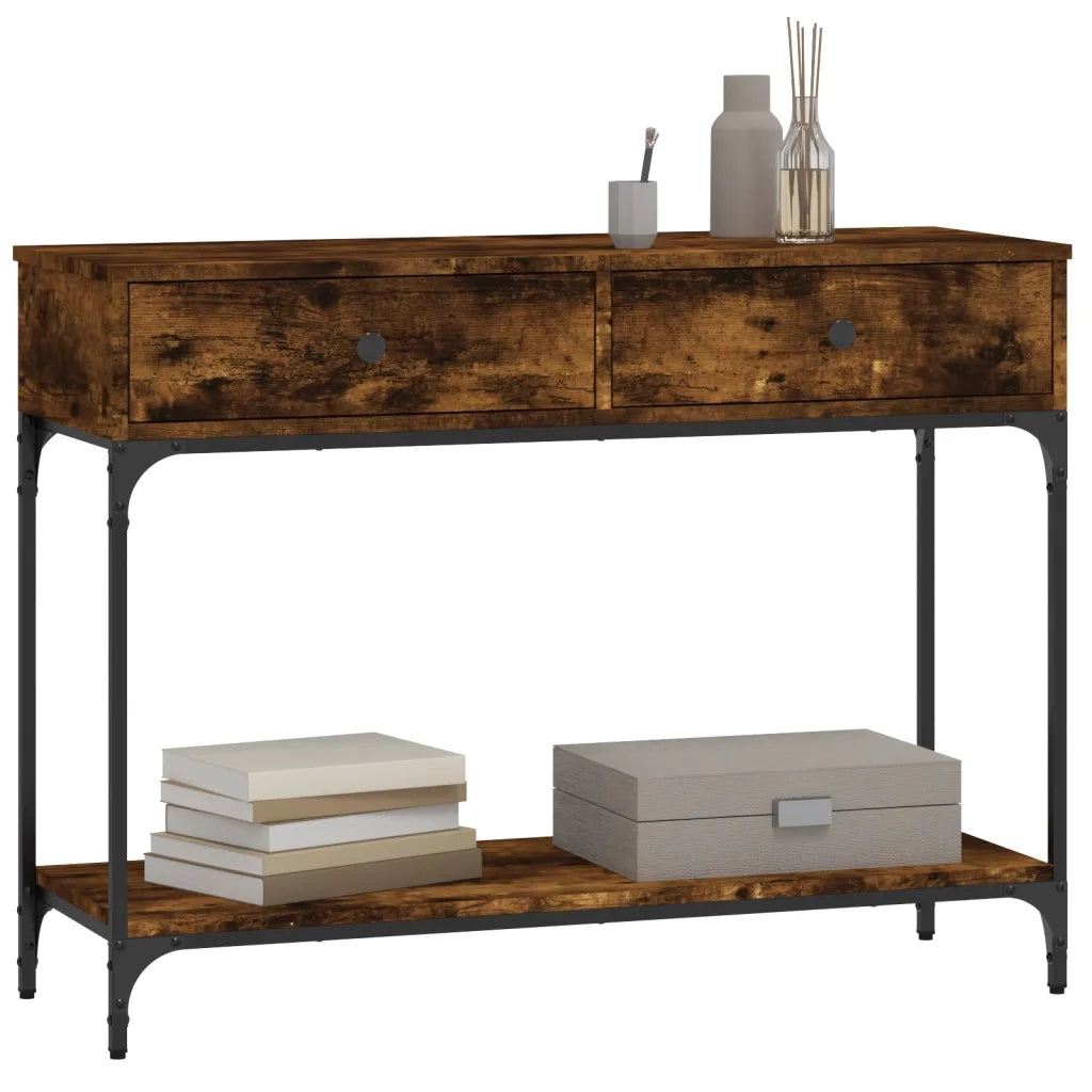 Tavolino Consolle | Tavolo d'Ingresso Rovere Fumo 100x34,5x75cm Legno Multistrato