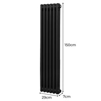 Termosifone Radiatore a 2 colonne per riscaldamento centralizzato verticale Nero 150x29cm